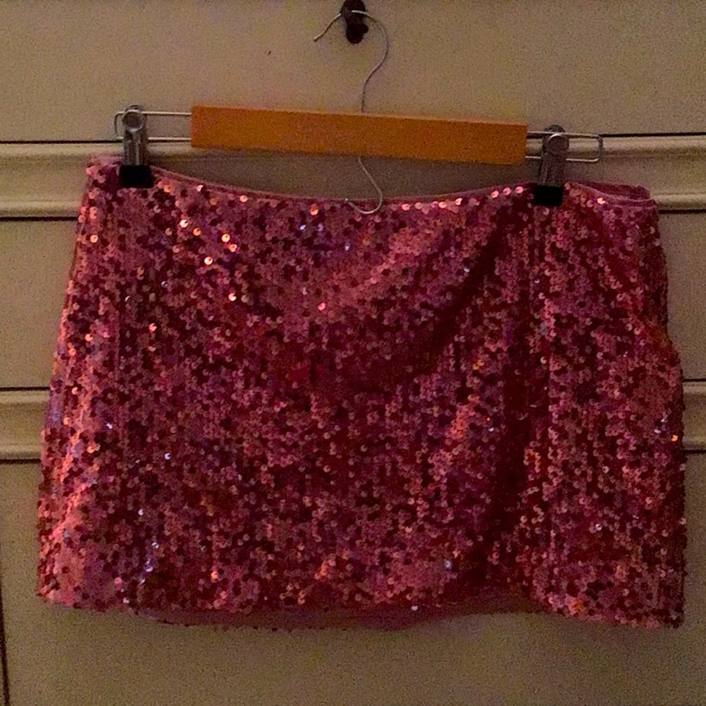 Reformation pink sequin mini skirt